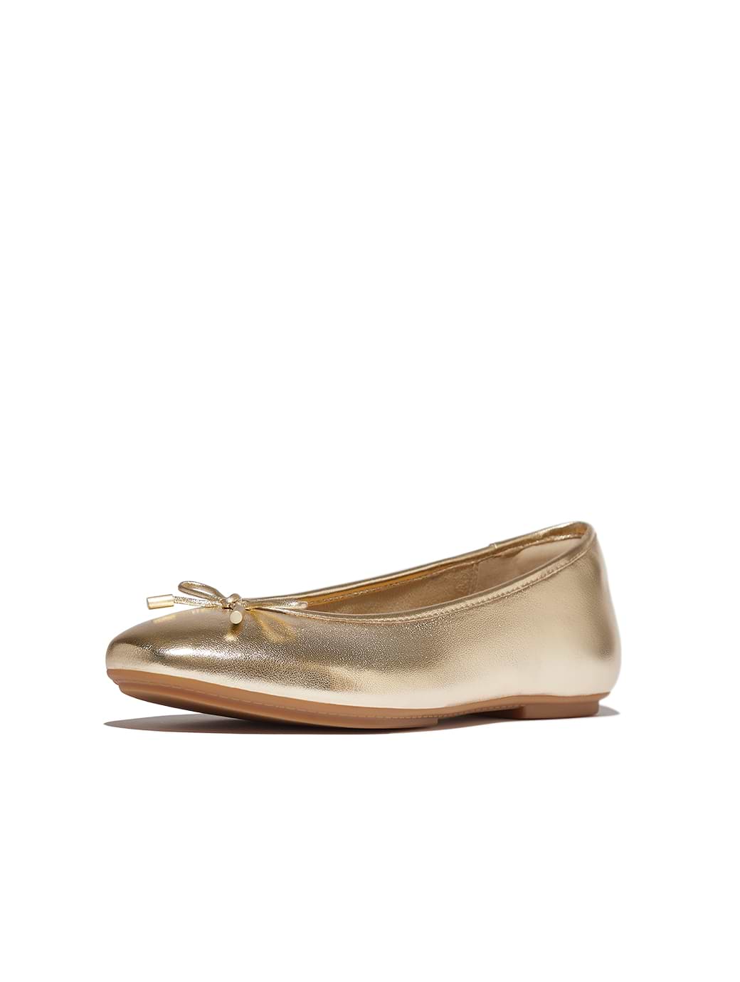 Fitflop Women's Delicato Bow Soft Metallic-Leather Ballet Flats Platino