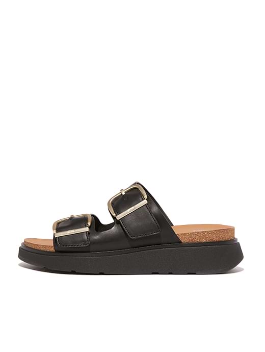 Fitflop Women's Gen FF Buckle Two Bar Leather Slides Black