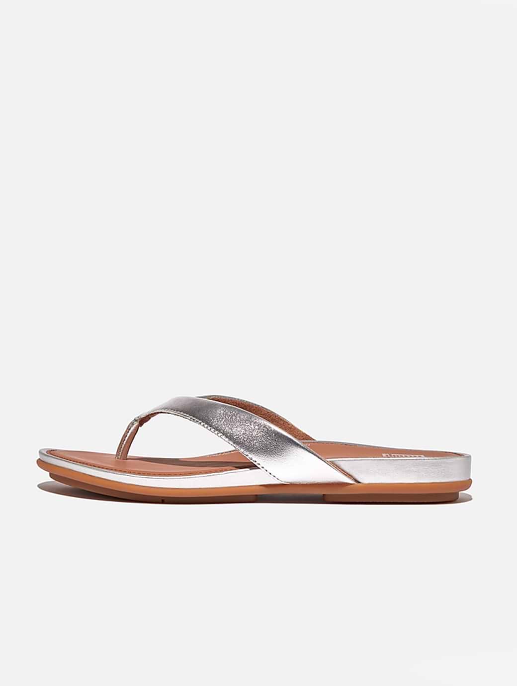 Fitflop Women's Gracie Leather Flip-Flops Silver