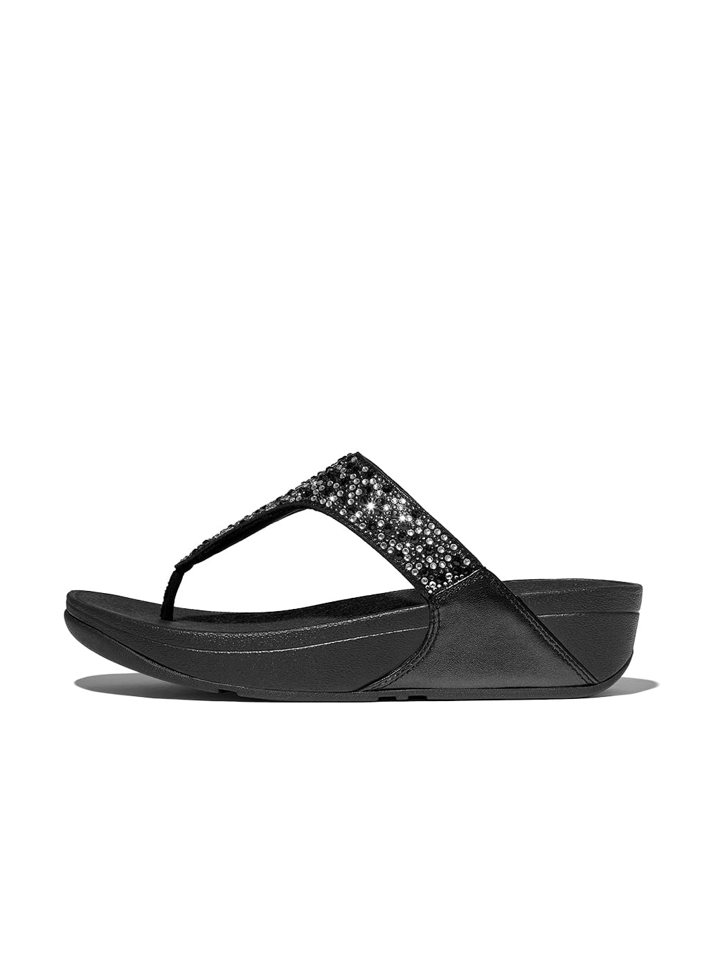 Fitflop Women's Lulu Crystal-Mix Toe-Post Sandals All Black