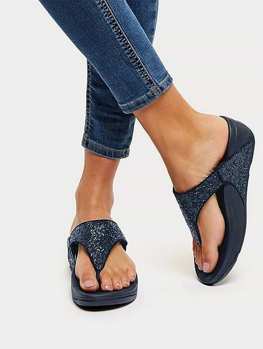 Fitflop Women's Lulu Glitter Toe Post Sandals Midnight Navy
