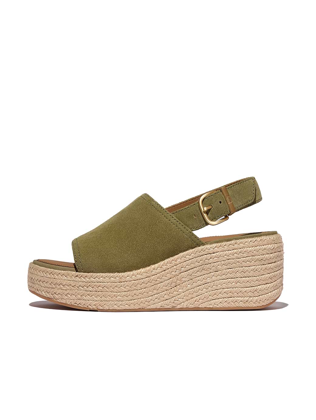 Fitflop Women's Platforms Espadrille Suede Wedge Backstrap Sandals Camo-Green