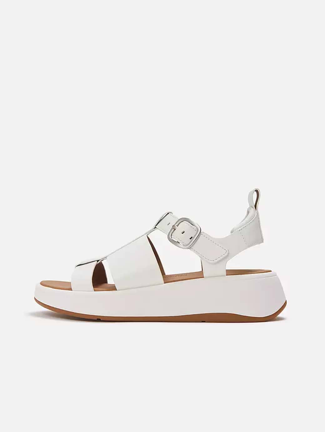 FitFlop Women's F-Mode Leather Flatform Fisherman Sandals Urban White