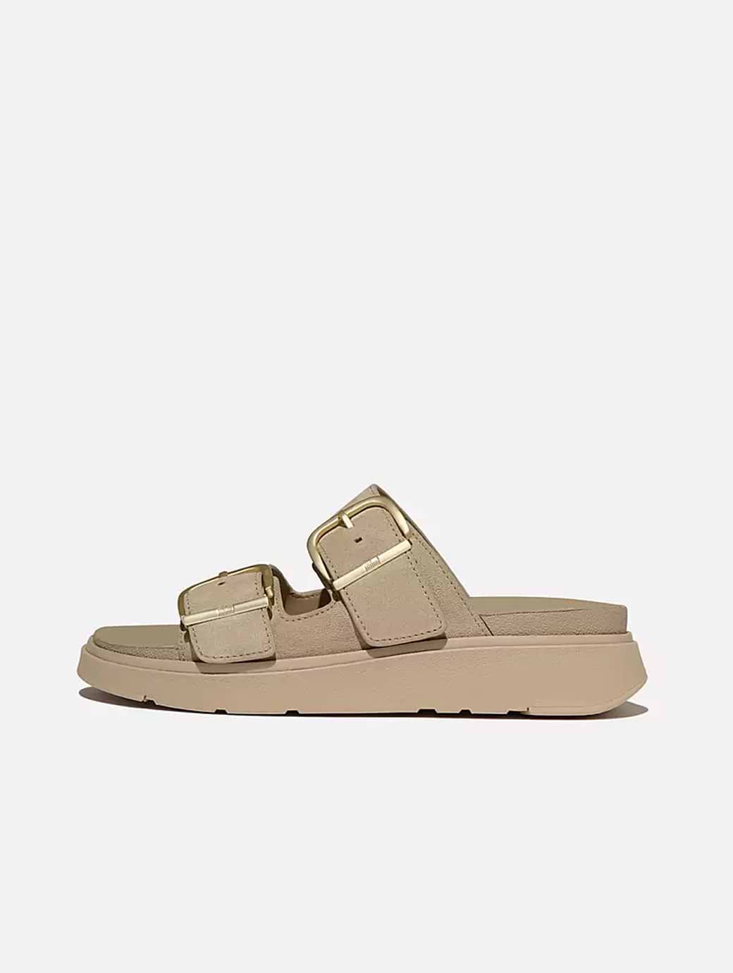 FitFlop Women's Gen-FF Buckle Two-Bar Suede Slides Cappuccino