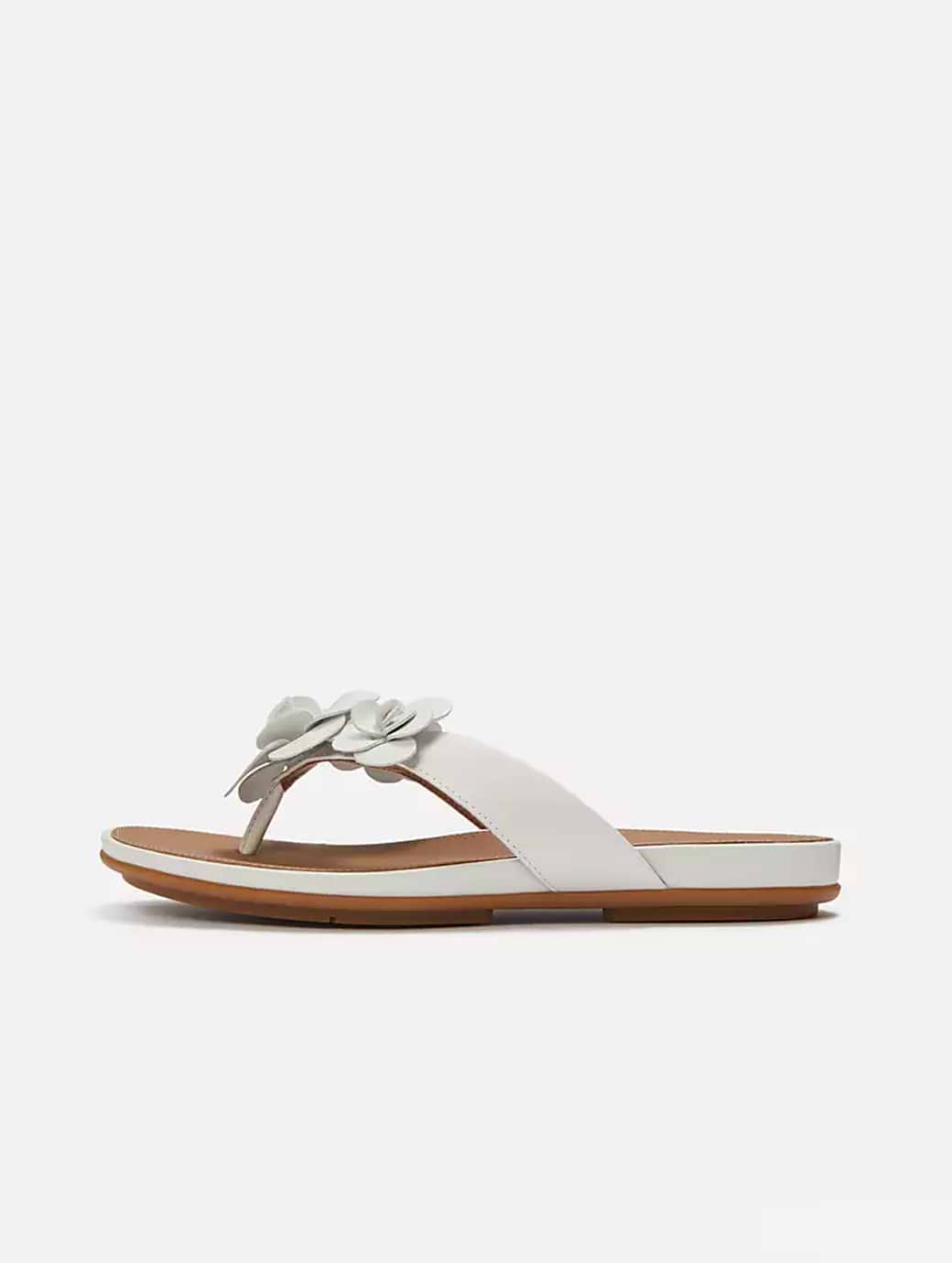 FitFlop Women's Gracie Flower Leather Flip-Flops Urban White