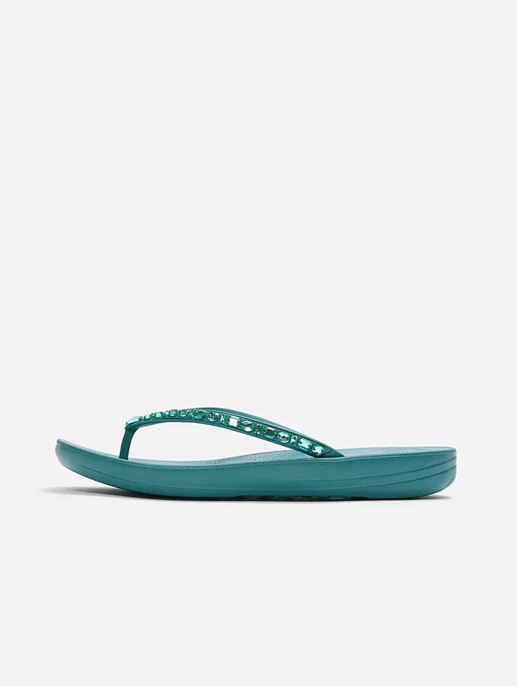 FitFlop Women's iQushion Multi-Crystal Ergonomic Flip-Flops Teal