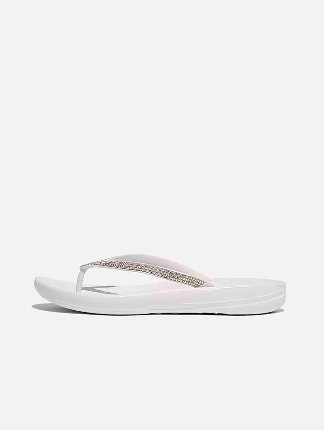 FitFlop Women's iQushion Sparkle Ergonomic Flip-Flops Urban White