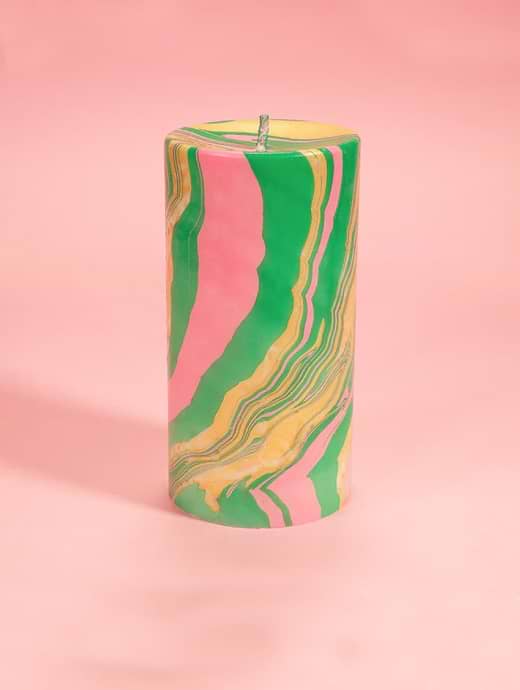 Flamingo Candles Beverley Hills Marble Pillar Candle 