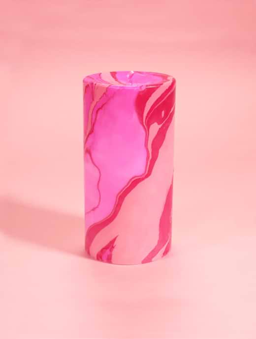 Flamingo Candles Disco Inferno Marble Pillar Candle 