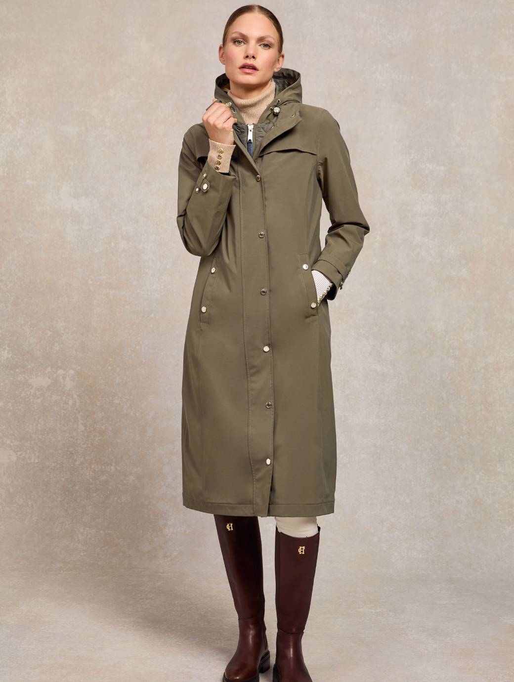 Holland Cooper Folgate Rain Coat Soft Khaki