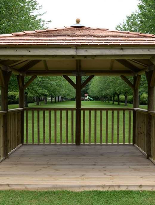 Forest Garden 3.5m Square Wooden Gazebo with Cedar Roof -Excluding Base