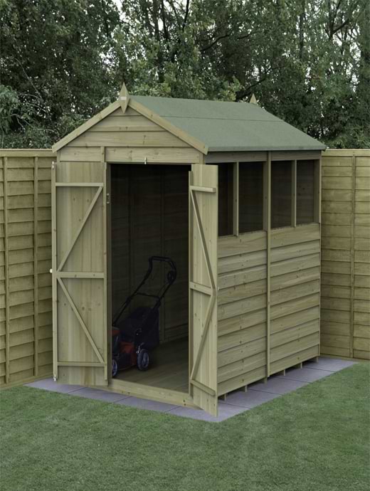 Forest Garden 4LIFE Apex Shed 6x8 - Double Door - 4 Window