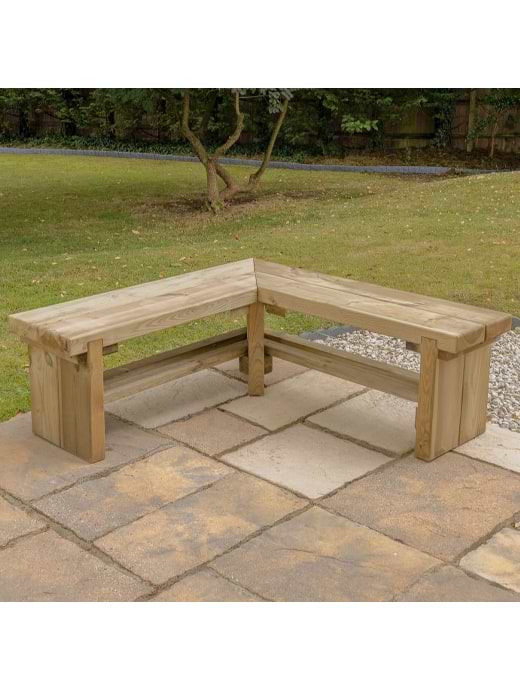Forest Garden Double Corner Sleeper Bench 1.2m
