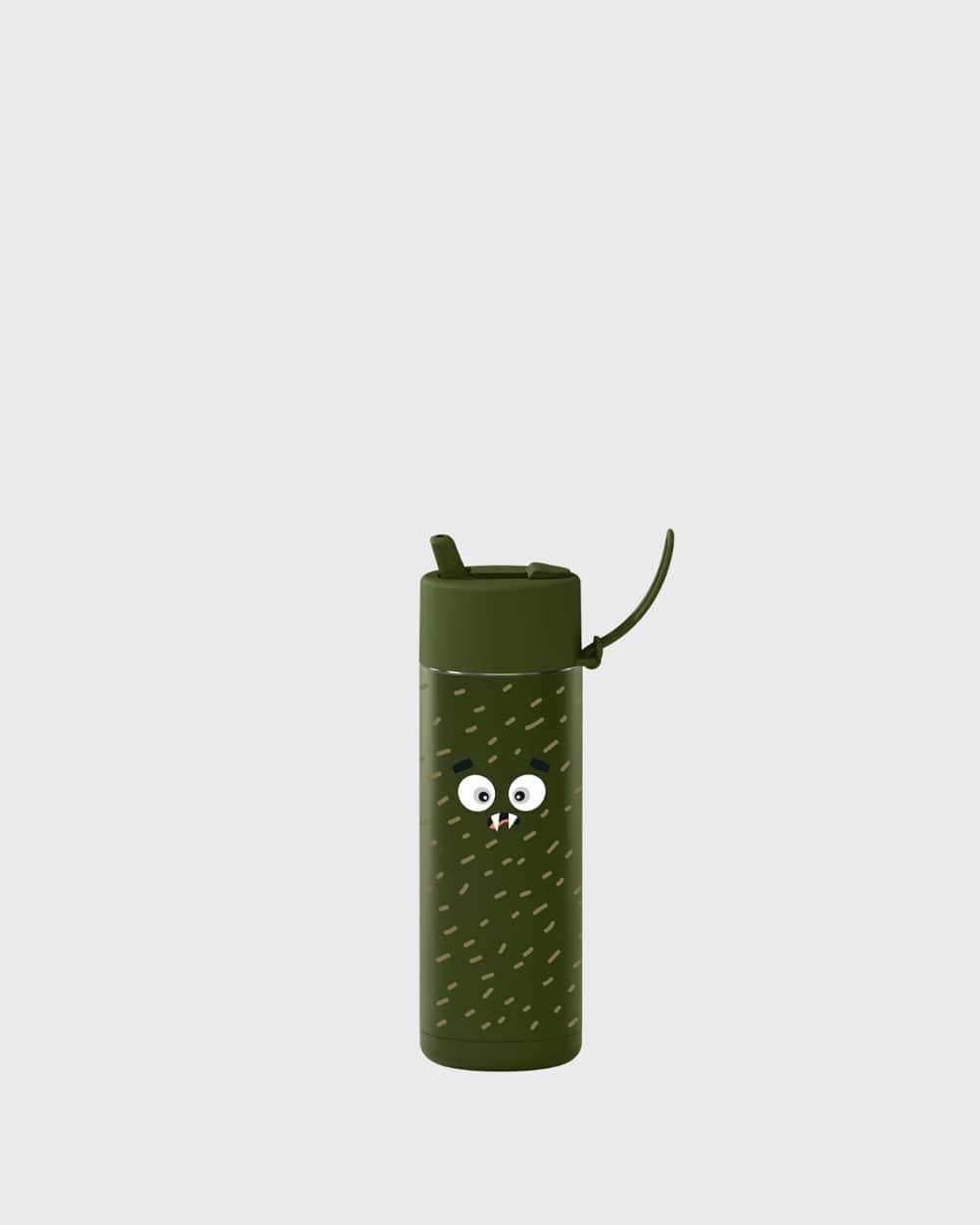 Frank Green 20oz Franksters Ceramic Reusable Bottle with Gold Straw Lid and Strap Khaki Scout