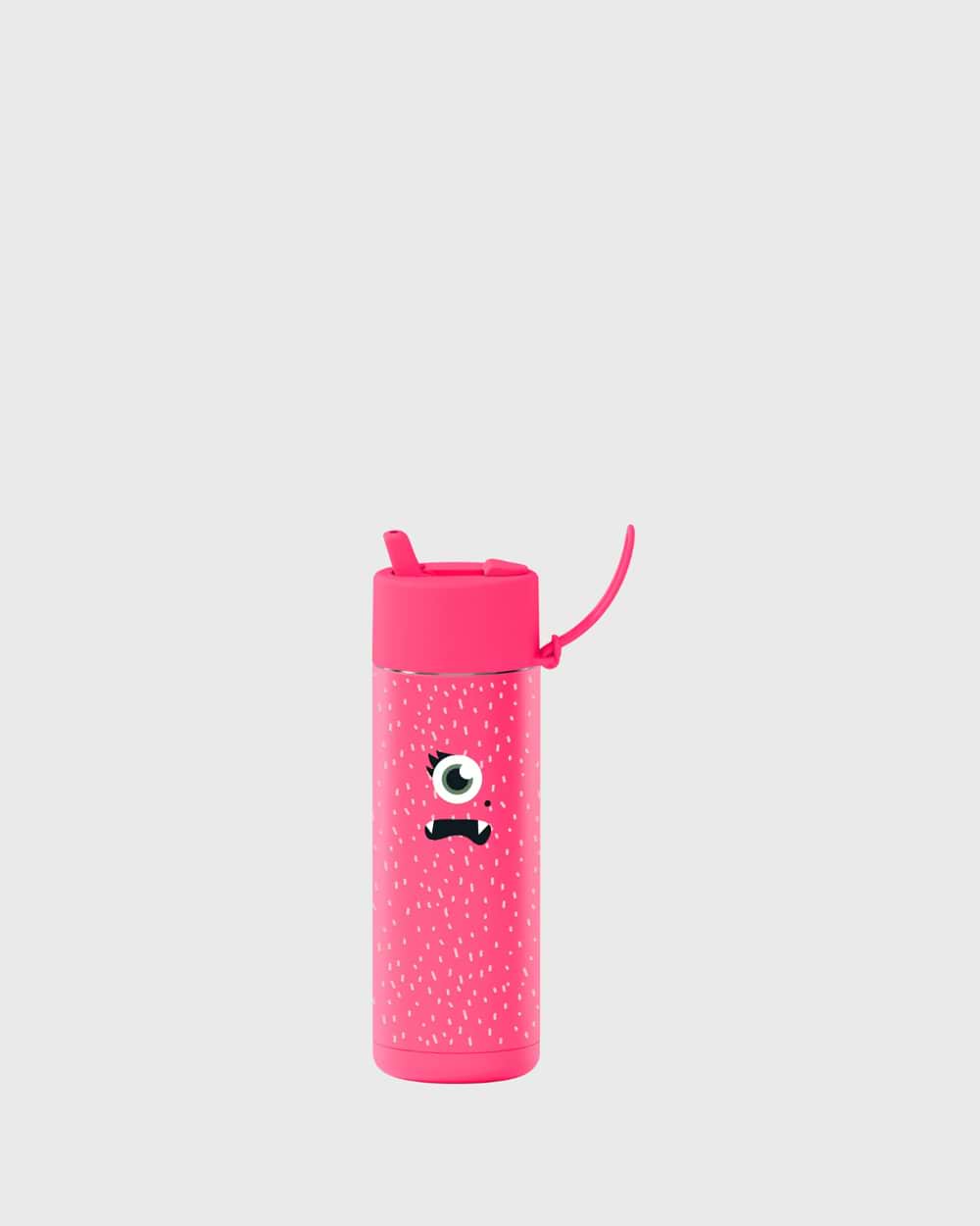 Frank Green 20oz Franksters Ceramic Reusable Bottle with Gold Straw Lid and Strap Neon Pink Piper