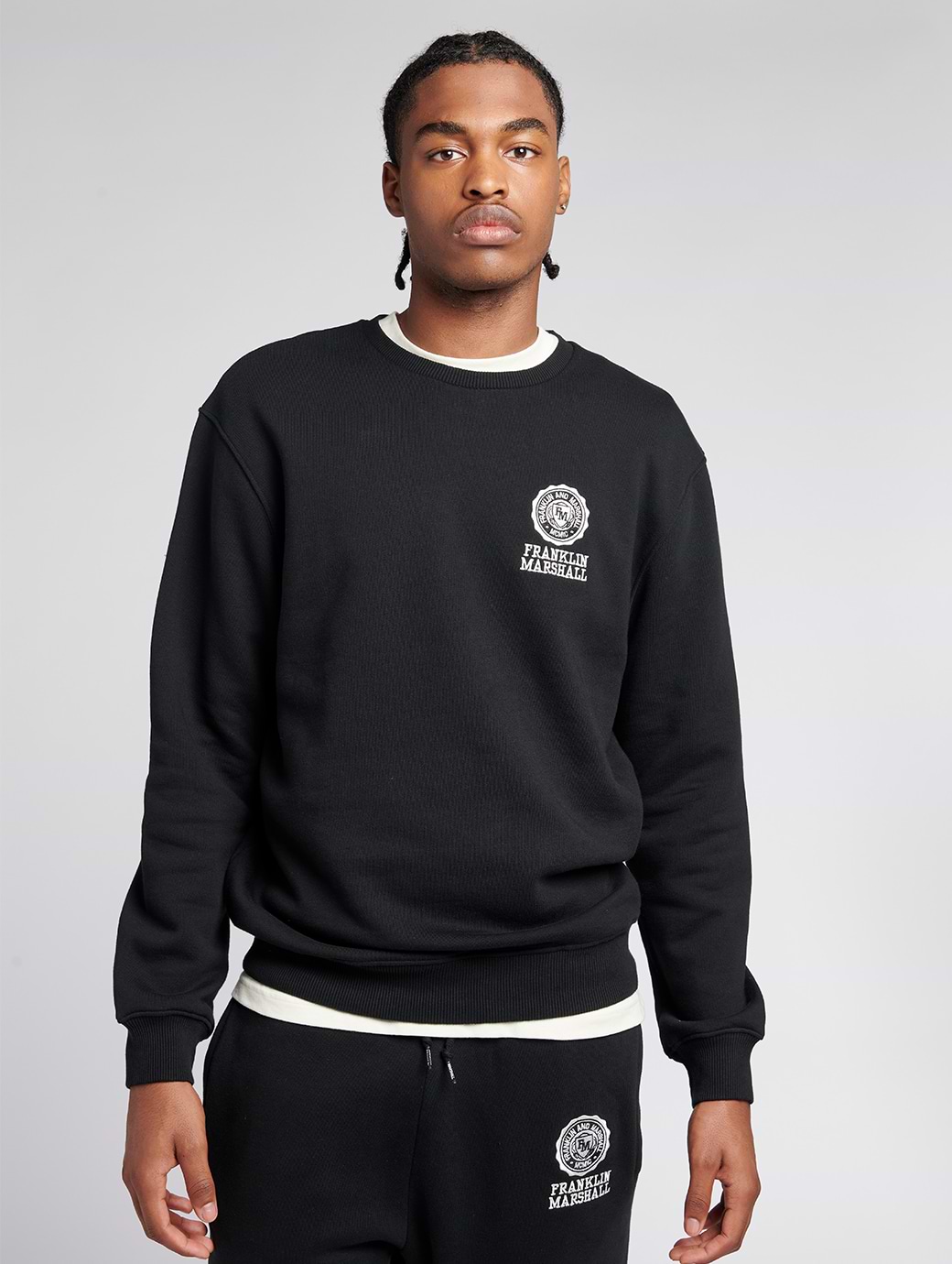 Franklin & Marshall Crest BB Crew Black