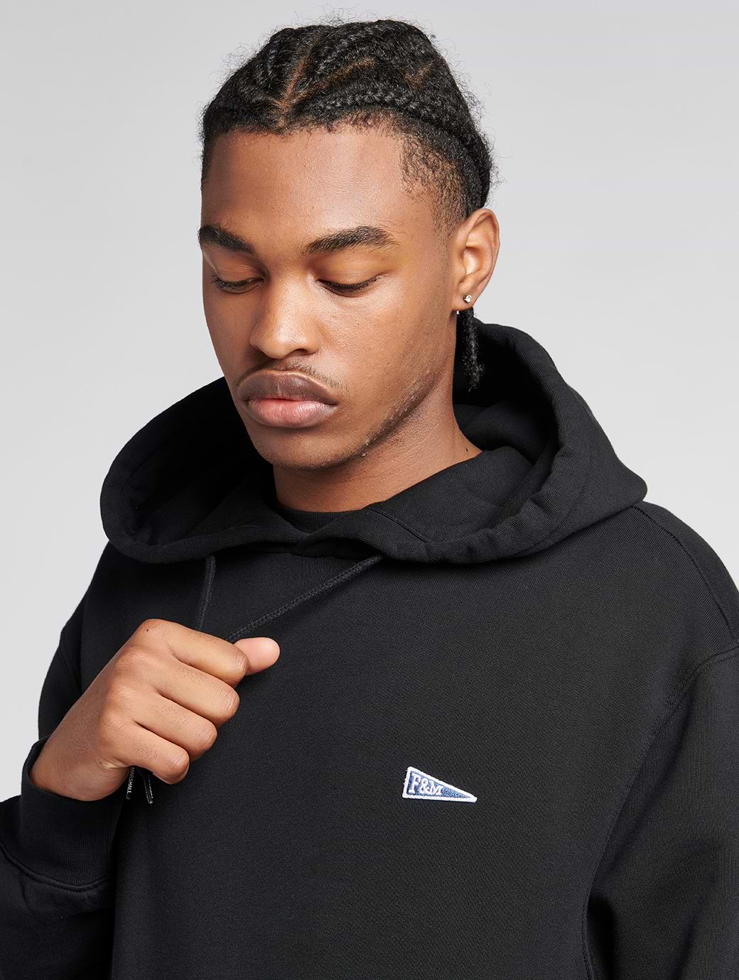Franklin & Marshall Pennant Patch OTH BB Hoodie Black