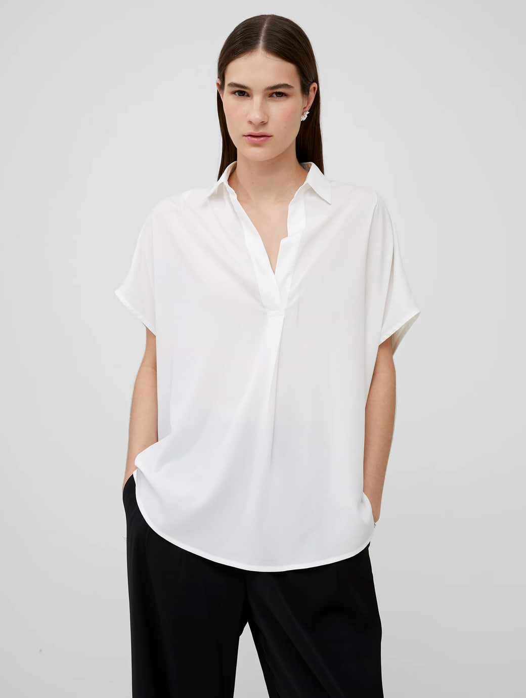French Connection Crepe Light Sleeveless Popover Winter White
