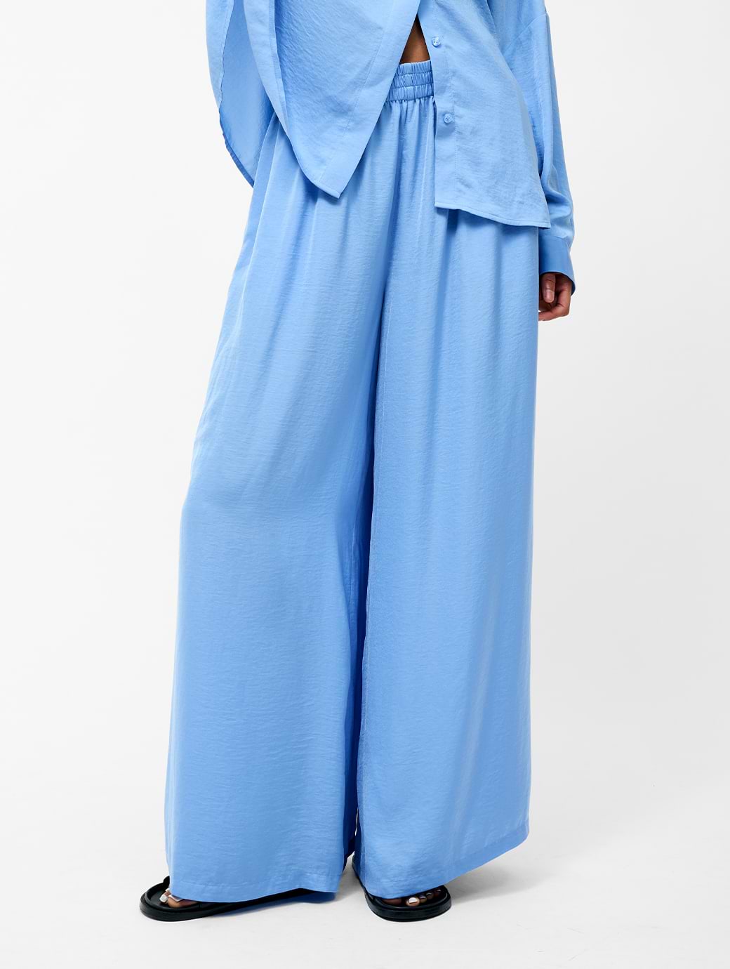 French Connection Damasco Air Flo Poly Wide Trouser Cornflower Blue