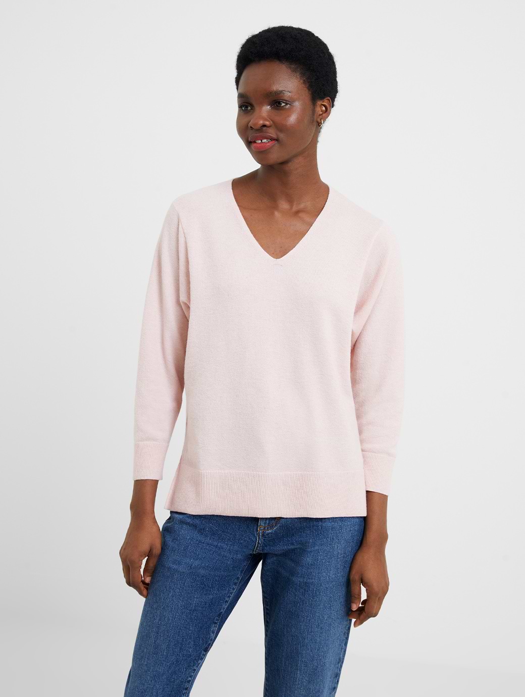 French Connection Ebba Vhari V Neck Jumper Lotus Flower