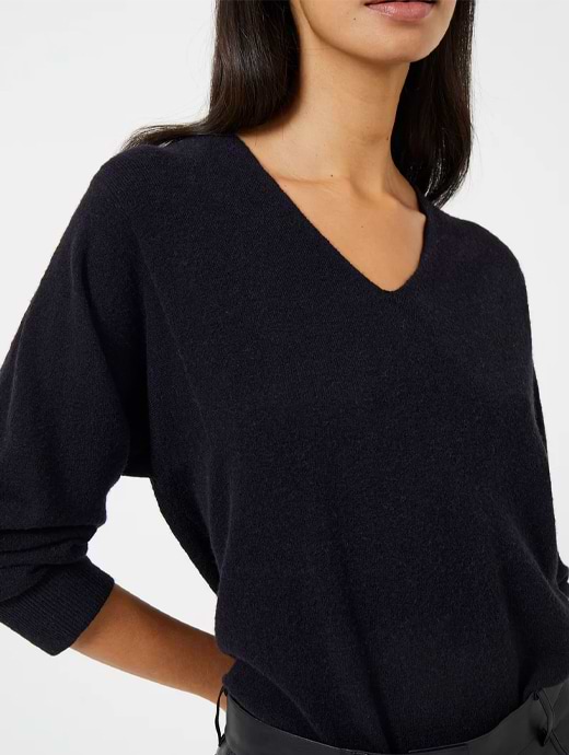 French Connection Ebba Vhari V Neck Jumper Utility Blue