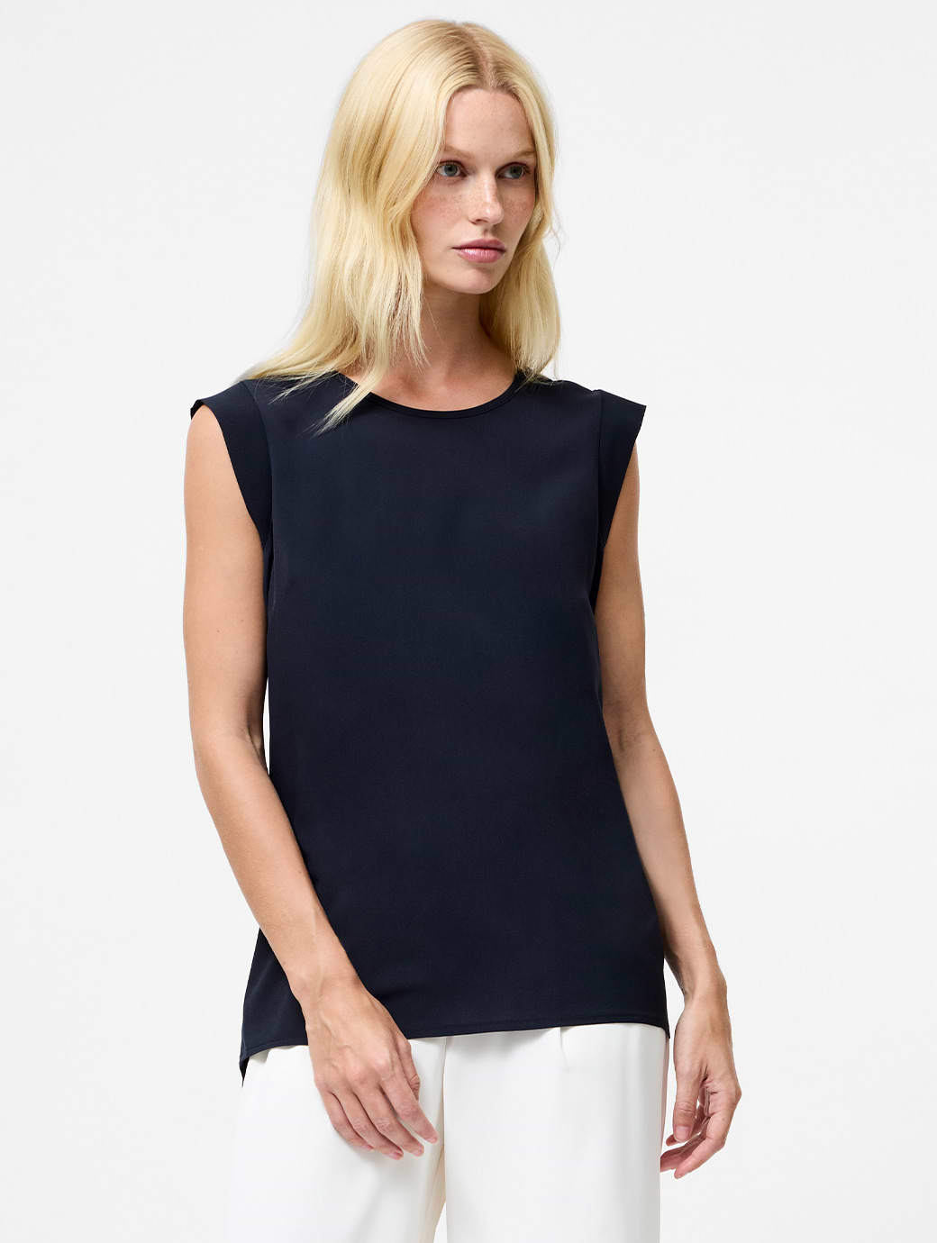 French Connection Women's Polly Plains Capped Tee Utility Blue