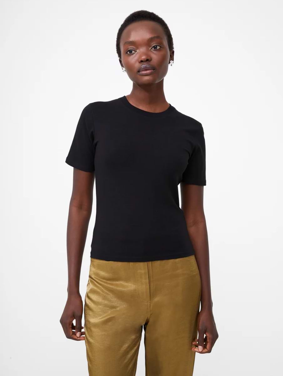 French Connection Rallie Cotton Short Sleeve Crew Black