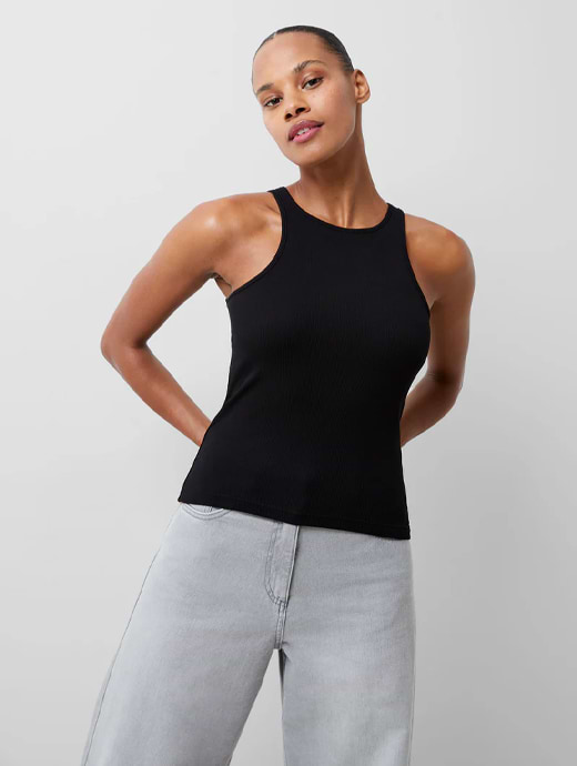 French Connection Rassia Sheryle Ribbed Tank Top Black