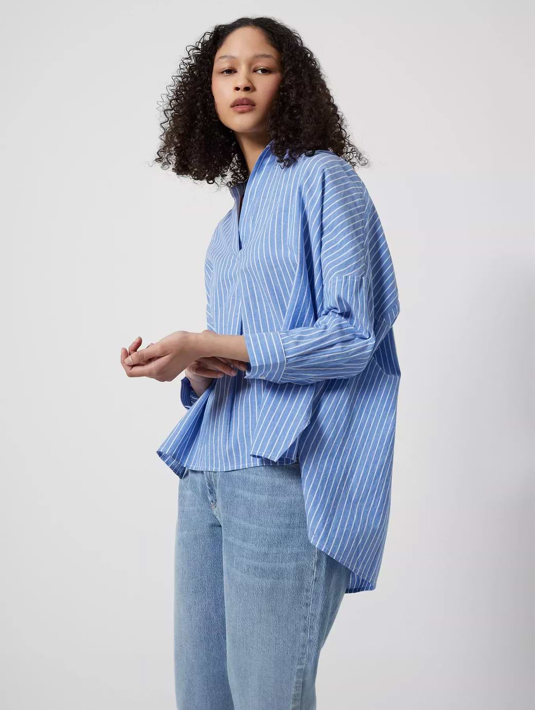 French Connection Rhodes Wider Stripe Popover Blue/White
