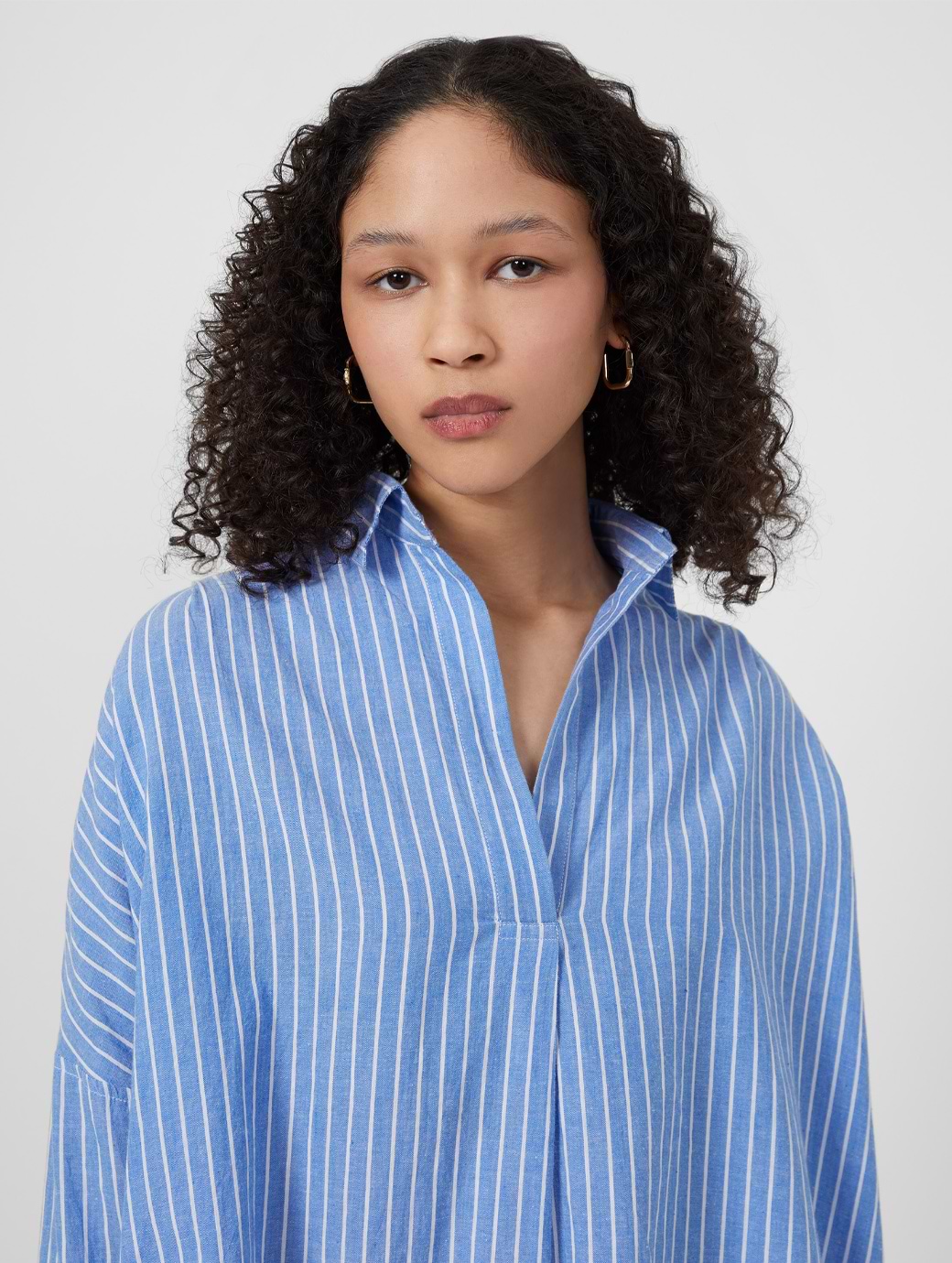 French Connection Rhodes Wider Stripe Popover Blue/White