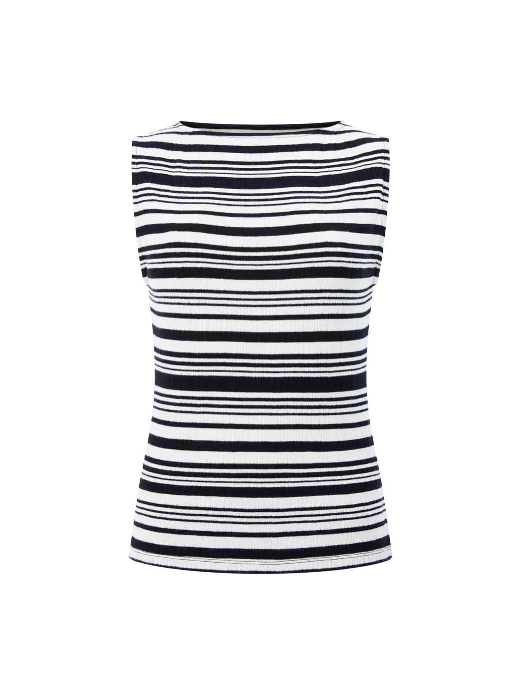 French Connection Sasia Rib Fitted Top Black/White