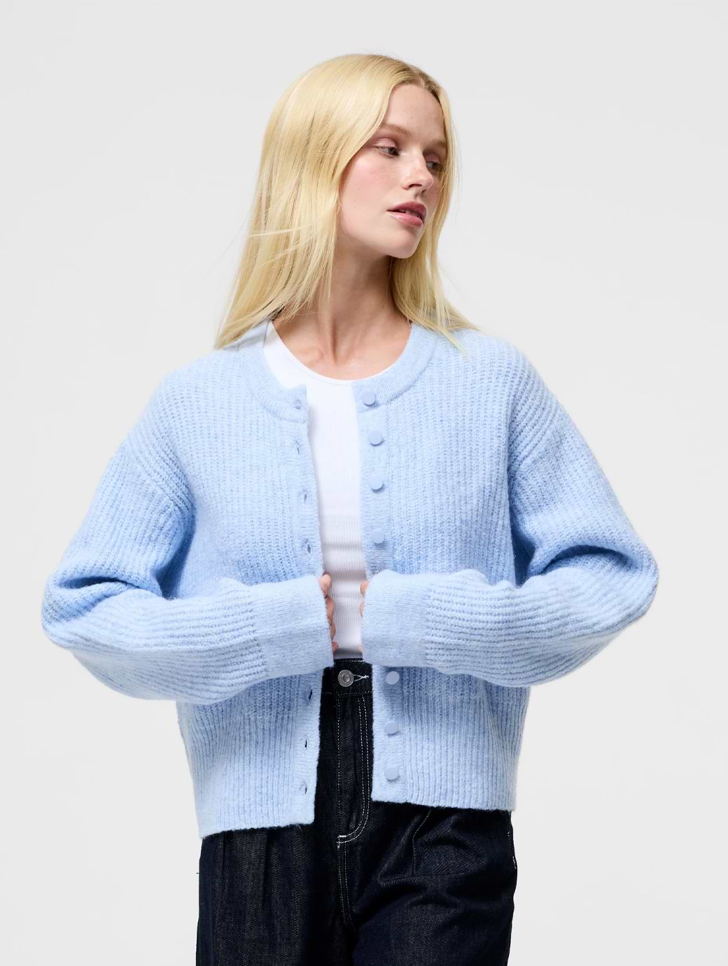 French Connection Women's Kezia Knit Long Sleeve Cardigan Arctic Blue