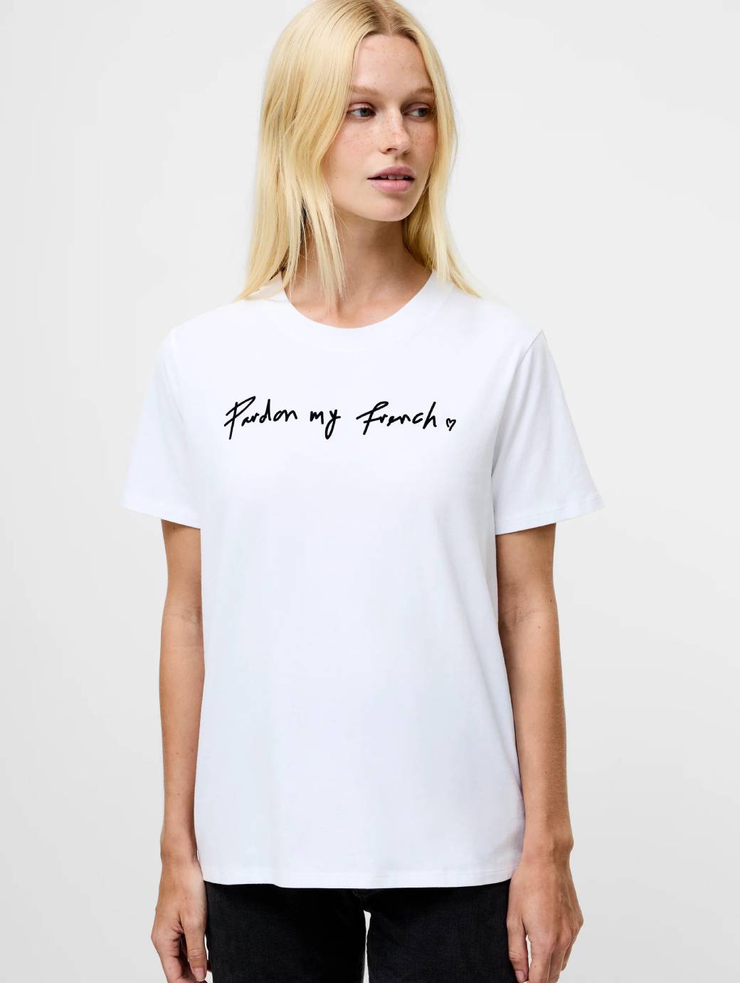 French Connection Women's Pardon My French Short Sleeve Tee White