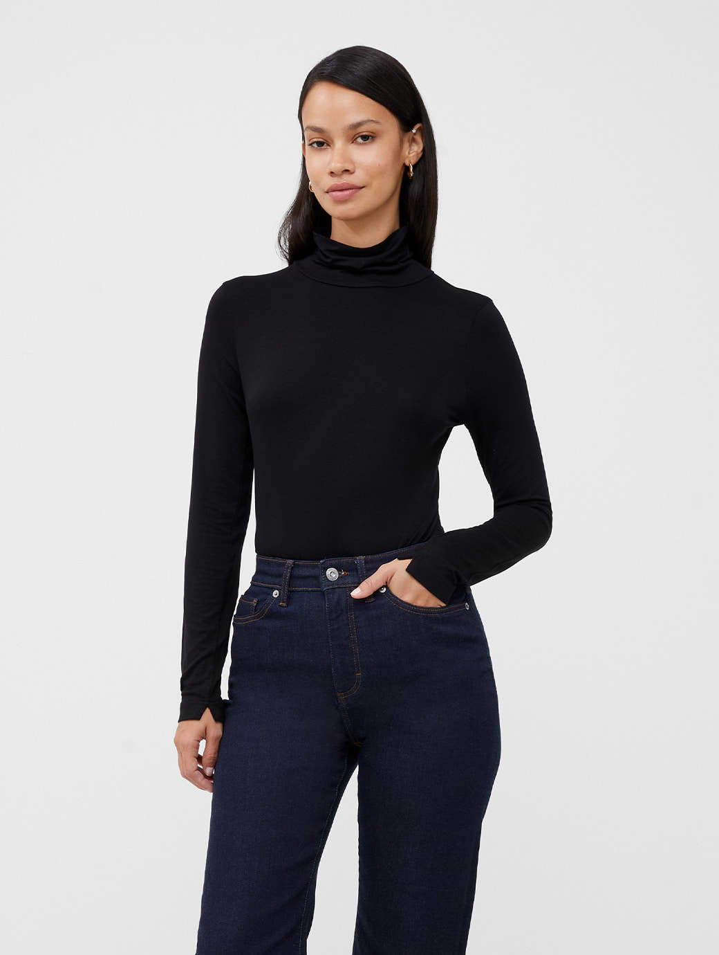 French Connection Women's Venitia Jersey Split Cuff Top Black