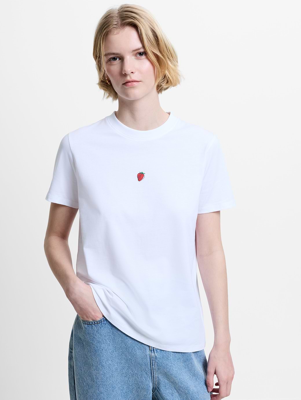 French Connection Women's Cotton Graphic Cocktail Tee Linen White