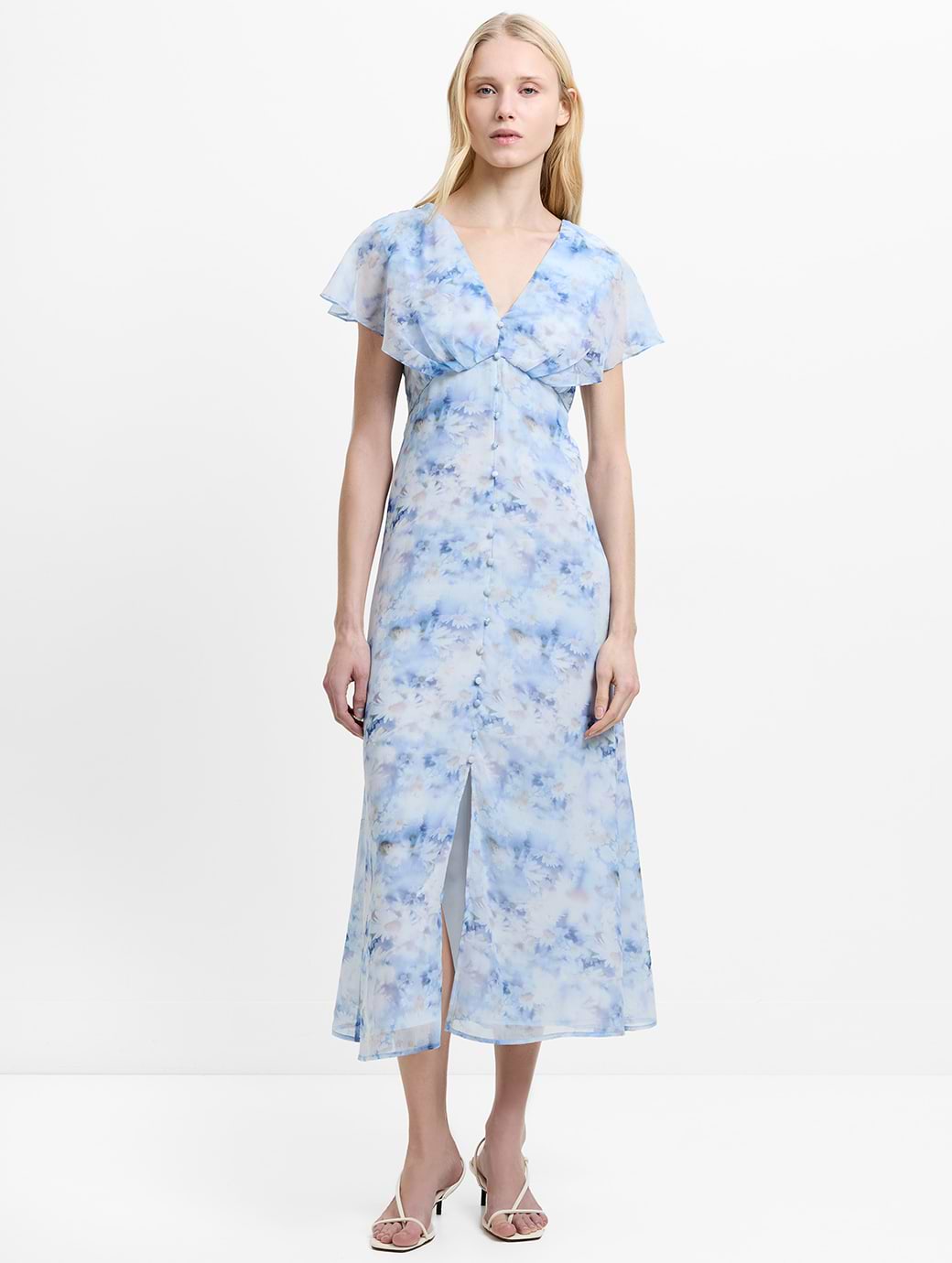 French Connection Women's Daisy Emina Georgette Dress Blue Multi