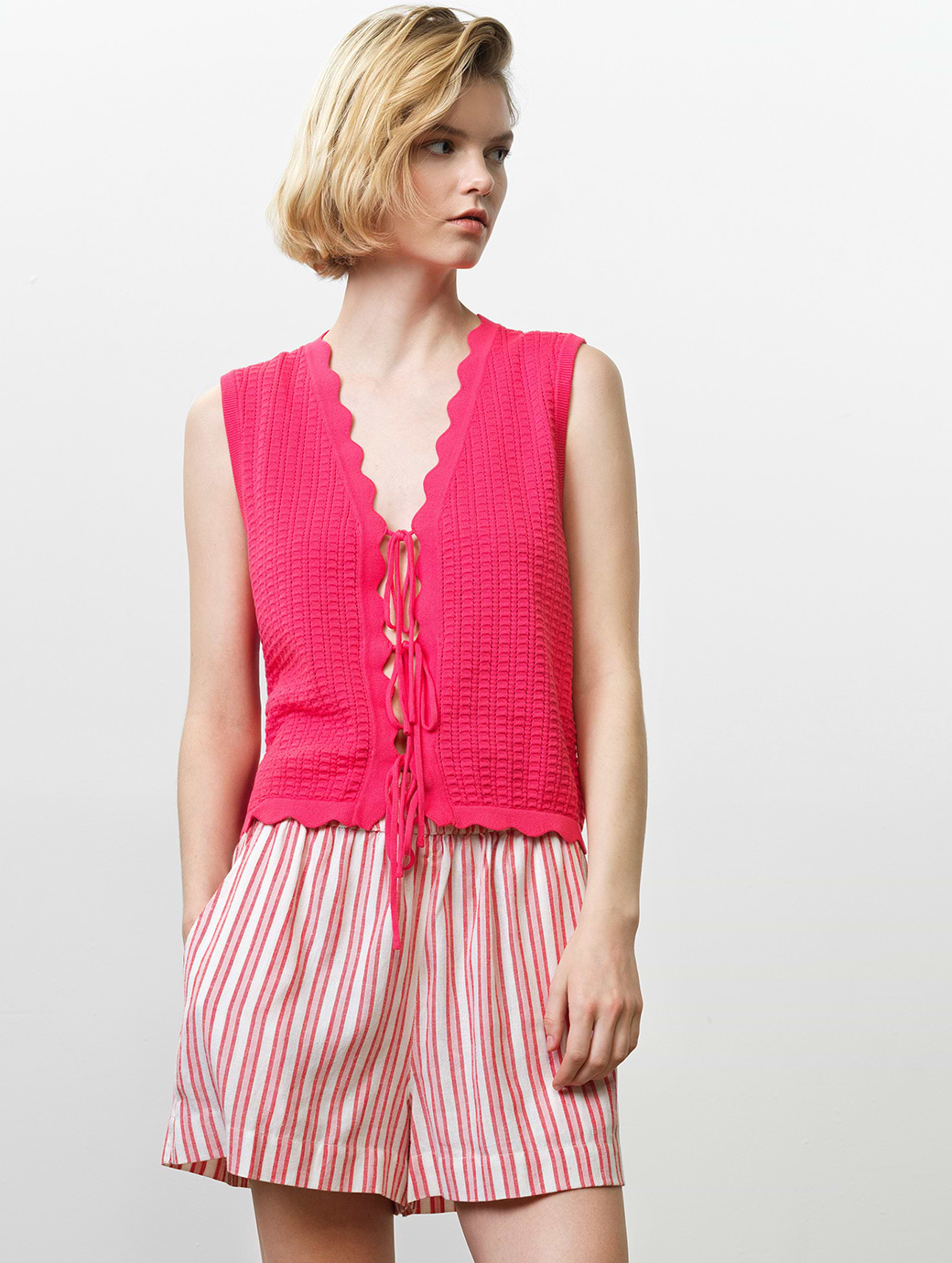 French Connection Women's Lois Mozart Top Vest Fuschia Pink