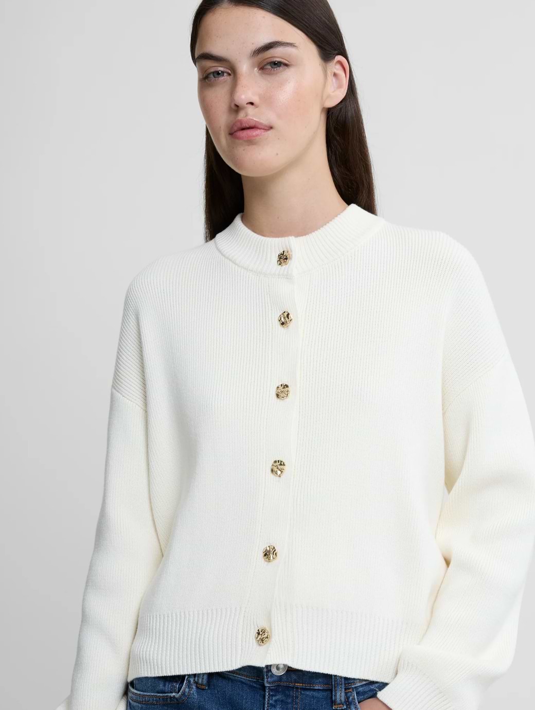 French Connection Women's Milano Mozart Long Sleeve Cardi Porcelain Cream