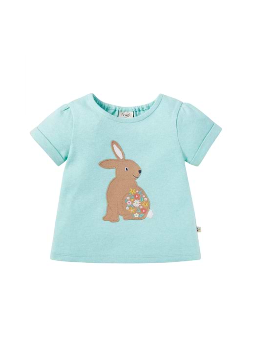 Frugi Evie Tee Shirt Spring Print Marl Rabbit 