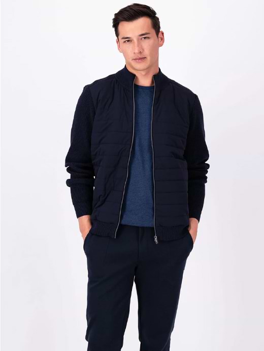 Fynch Hatton Men's Hybrid Cardigan Navy