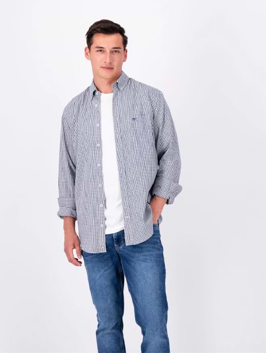 Fynch Hatton Men's Seasonal Combi Check Shirt Sage Green
