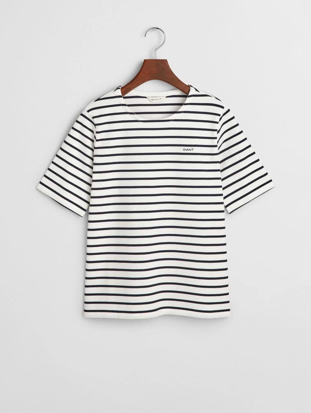 Gant Women's Breton C-Neck Short Sleeve T-Shirt Eggshell