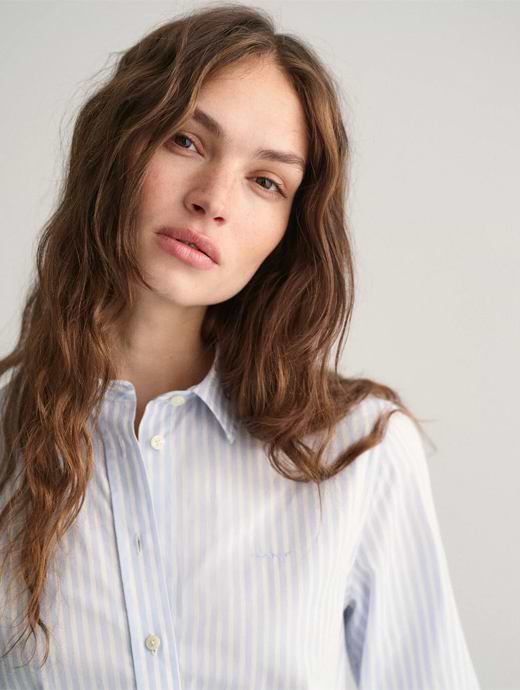 GANT REG Poplin Gingham - Camiseta, Azul, 48
