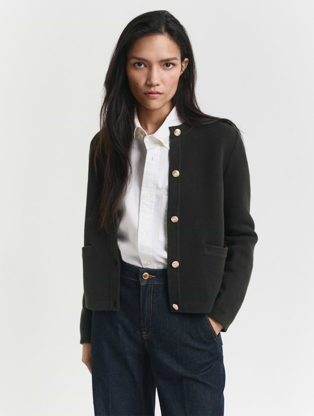 Gant Women's Contrast Knit Cardigan Green Lagoon