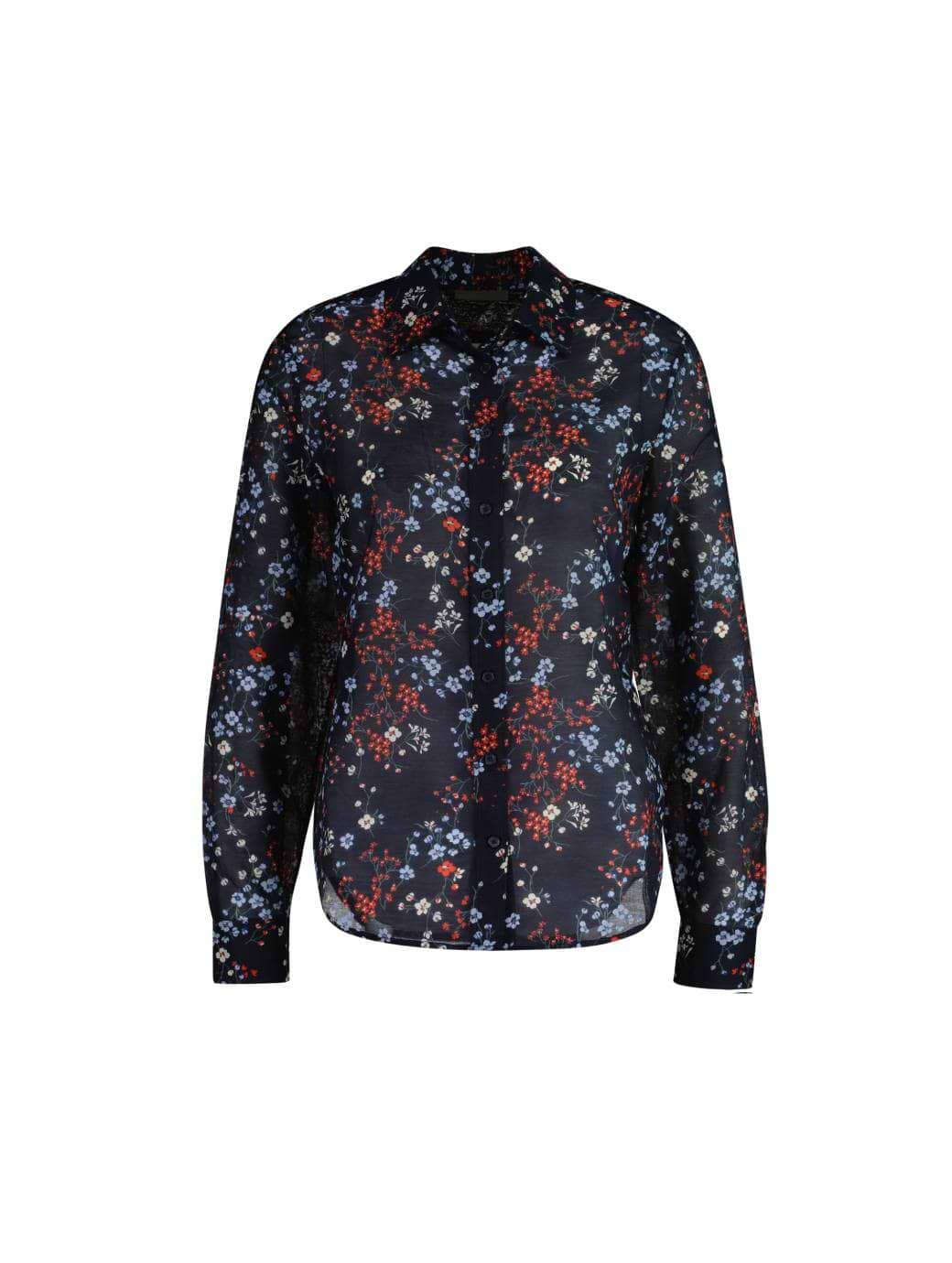 Gant Women's Floral Print Cotton Silk Shirt Evening Blue