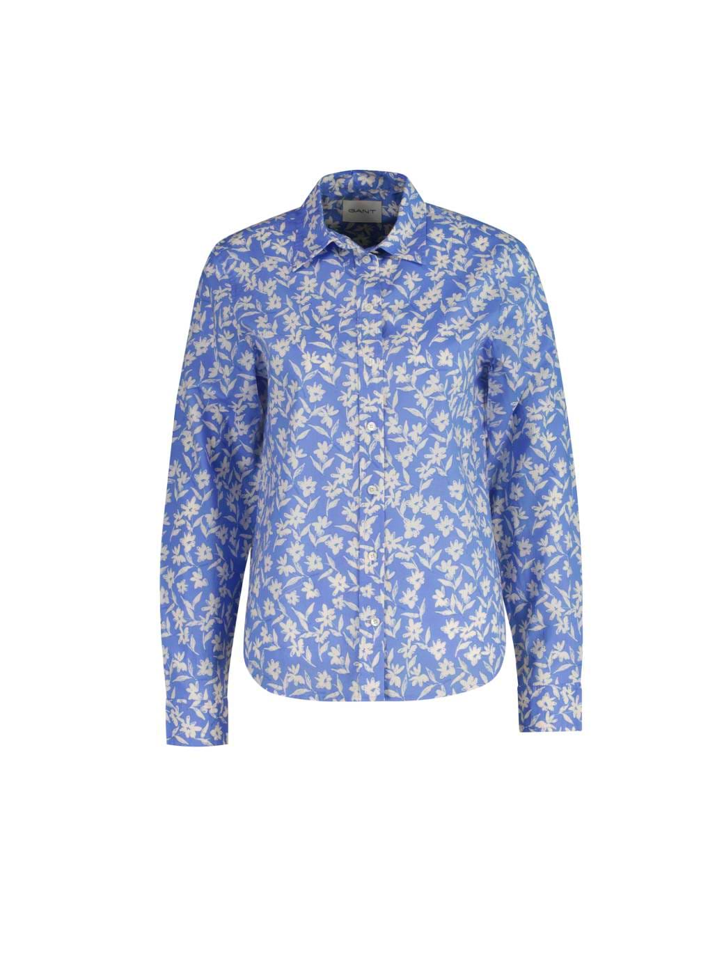 Gant Women's Floral Print Cotton Voile Shirt Perfect Blue 