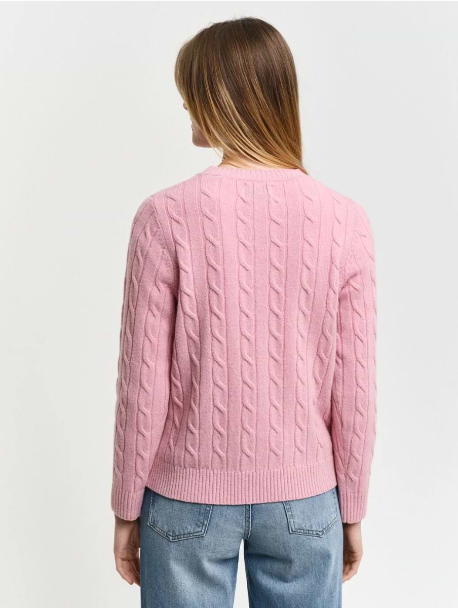 Gant Women s Lambswool Cable Crew Neck Jumper Dusty Pink