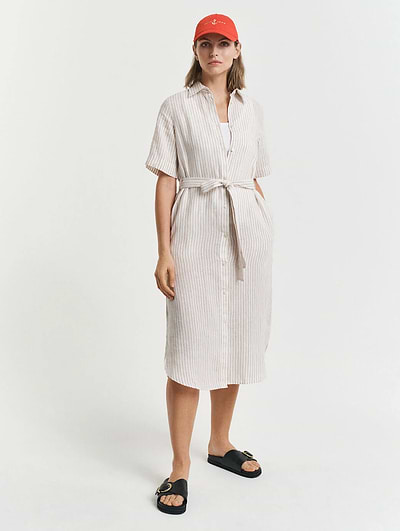 gant linen dress GANT Women Floral Linen Shirt Dress (36) Navy