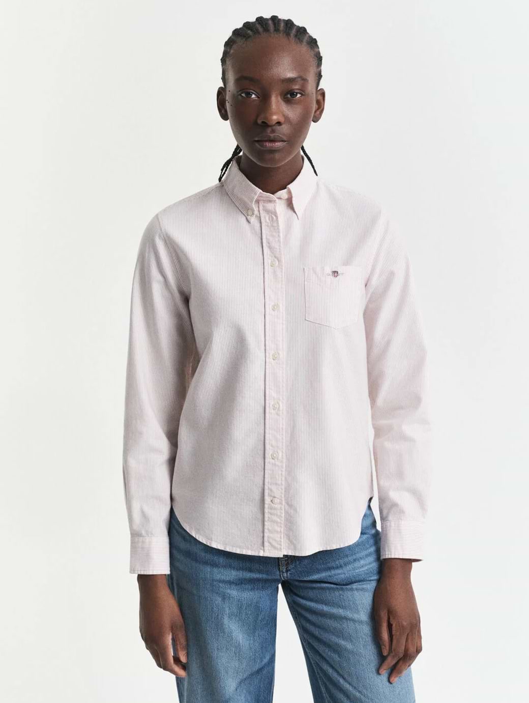 Gant Women's Regular Fit Classic Oxford Striped Shirt Faded Brick