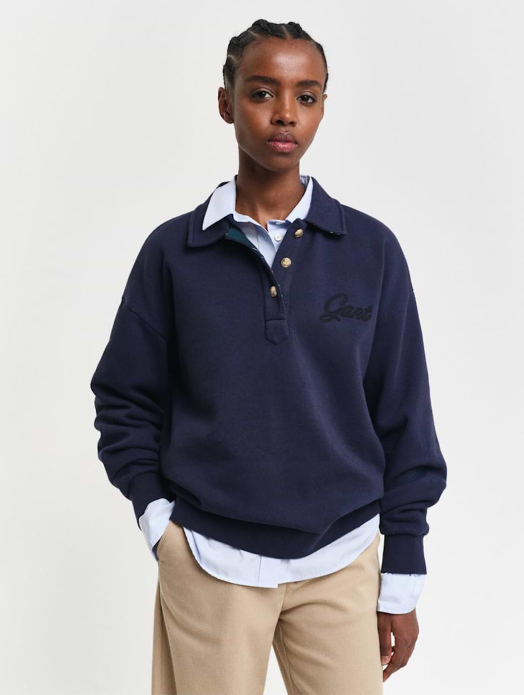 Gant Women's Script Rugger Sweat Evening Blue
